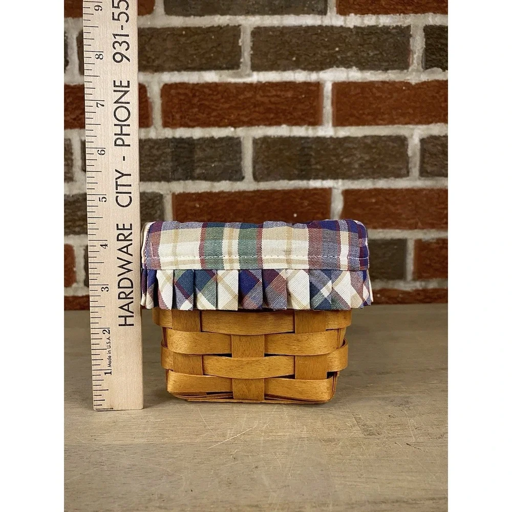 Longaberger Teaspoon Basket Set Plaid Liner & Protector 2000